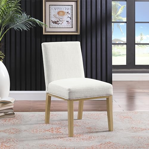 HomePop Kolbe Upholstered Dining Chair - Stain-Resistant Woven Fabric, 19.5" Seat Height, Ideal for 29-31 Inch Tables (Single Pack) HomePop