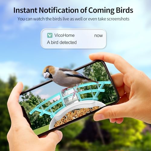 Smart Bird Feeder with Camera,Solar Powered, Ai Identify Wild Bird Watching Camera,Auto Capture Bird Videos Instant Notifications,Ideal Gifts for Bird Lovers Vatjubi