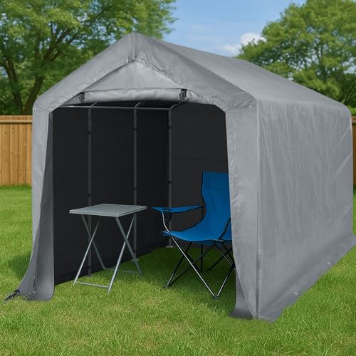 8x12ft Heavy Duty Waterproof Carport Tents,Outdoor Carport Car Canopy Tent,Sturdy Large Carports Tents,UV Protection Patio Gazebo Canopy Tent,with Metal Frame,for Outside Garden Yard Garage (Grey) Eikyutora