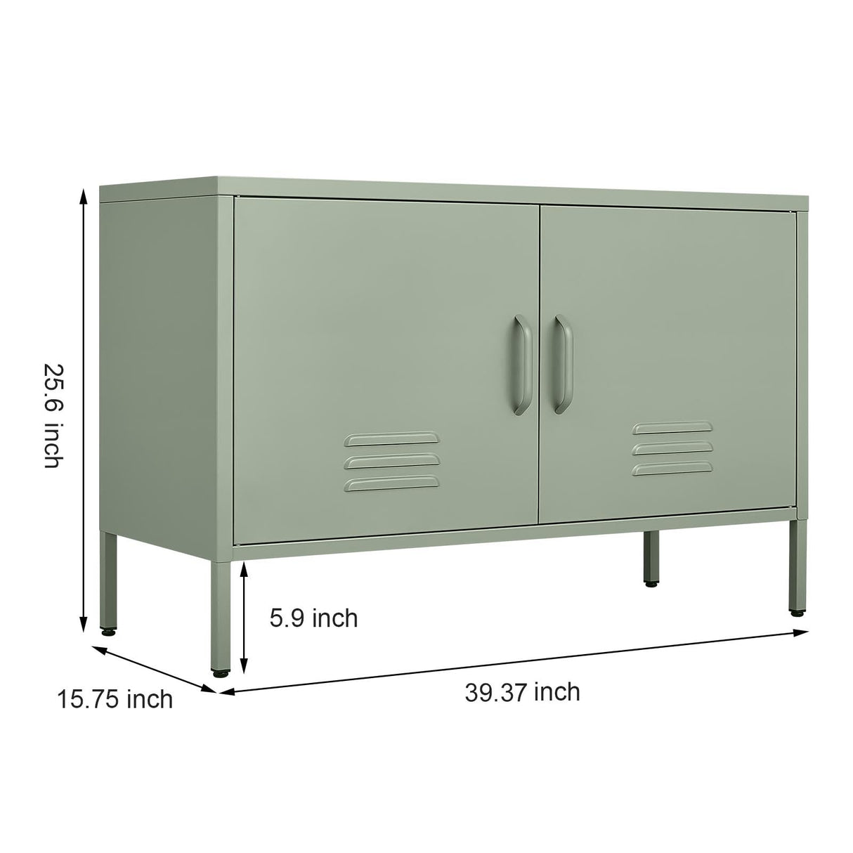 IRONFFICE Metal Storage Cabinet,TV Stand Locker Cabinet,Wide Metal Accent Cabinet with 2 Door,2-Tier Lockable Storage Cabinet,Green IRONFFICE