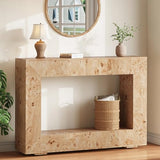 AMERLIFE 47.2" Burl Wood Console Table, Narrow Entryway Table with Storage, Modern Luxury Sofa Table for Living Room, Entrance, Hallway, Foyer & Office, Natural AMERLIFE