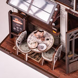 Book Nook Kit - DIY Miniature House Kit for Adults, Teens, and Kids, 3D Wooden Puzzles with LED Light, Dollhouse Craft Kit for Family and Friends, Great Gift Idea (Retro Coffee Shop)