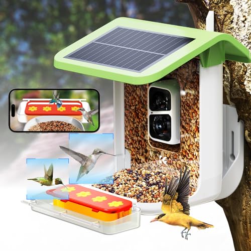 Smart Bird Feeder with Camera, 2-in-1 Bird Feeder Perch, 1080P HD AI Identify Hummingbird Feeder Camera, Auto Capture Bird Videos & Identify 10000+ K&F Concept