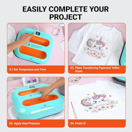 MECOLOUR Heat Press Machine for T-Shirts 12"X10", Heat Transfer Machine 110V for Sublimation,Tote Bags,Pillows,Dresses, Fast Heating, Precise Temperature Control, Insulated Safety Base, High Pressure MECOLOUR
