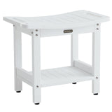 Waterproof Shower Bench, White Poly Shower Stool for Shaving Legs, Shower Chair Seat with Handles & Shower Head Holder, Plastic Bathroom Bench with Adjustable Feet for Inside Shower, Non-Slip KaimuBench