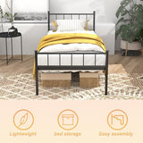 LUBEDCY Queen Metal Platform Bed Frame, Victorian Vintage Style, Wrought Iron Headboard, Steel Slats, No Box Spring Needed (Black, Twin) LUBEDCY