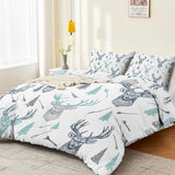 Double-Sided Printed Bedding with Minimalist Deer Modern - Ultra-Soft Microfiber Duvet Cover Set Single Durable Zipper Closure, Comfortable Quilt Cover for Bedroom Décor White Generic