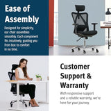 Ergonomic Office Chair - Adjustable Desk Chair with Lumbar Support and Rollerblade Wheels - High Back Chairs with Breathable Mesh - Thick Seat Cushion, Head, and Arm Rests - Reclines (Black) Duramont