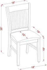 East West Furniture Norfolk Dining Room Slat Back Solid Wood Seat Chairs, Set of 2, Mahogany East West Furniture