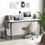 Tangkula 60" Conference Desk Set of 6, Modern Boardroom Desk with Storage Bag, Headphone Hook, Sturdy Metal Frame, Rectangular Seminar Table with Charging Station Tangkula