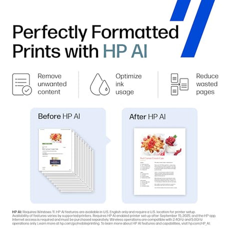 HP DeskJet 4227e Wireless All-in-One Color Inkjet Printer, Scanner, Copier, Best-for-Home, 3 Month Instant Ink Trial Included, AI-Enabled (6W7F0A) HP