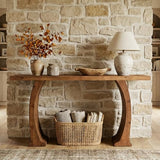 Tribesigns 63" Farmhouse Console Table for Living Room, Rustic Entryway Table with Curved Legs, Vintage Brown Tribesigns