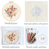 Silentsea Embroidery Kit, Floral and Nature Designs, with Hoops, Needlework Pattern Set (Flower)