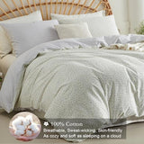CCoutueChen Blue Gingham Duvet Cover Full 3Pcs 100% Cotton Blue Floral Bedding Set Farmhouse Flower Plaid Bedding Soft Breathable Cottage Duvet Cover Set with 2 Pillowcases(No Comforter) CCoutueChen