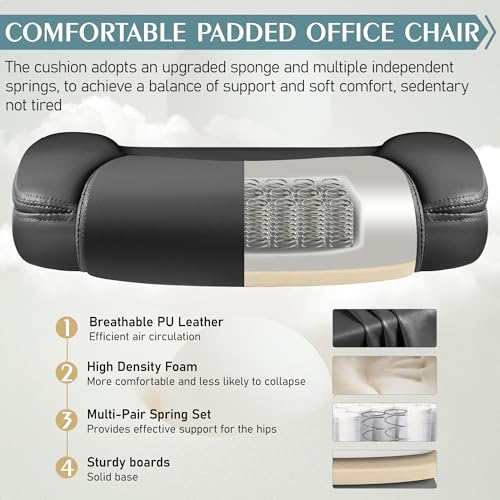Leather Office Chair, PU Home Computer Desk Chairs with Ergonomic Back Support, 360°Swivel Free, Small Gaming Chair with Wheels and Adjustable Armrests, for Short People Use Brick Attic