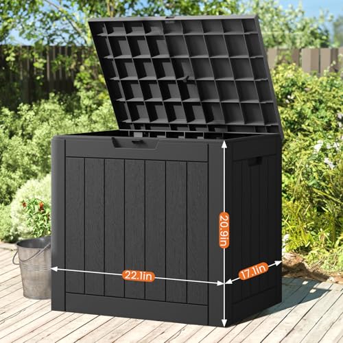 Sweetcrispy Deck Box with 31 Gallon Capacity, Weatherproof Resin Lockable Outdoor Storage for Secure Package Deliveries and Indoor Storage in Garden or Patio, Backyard Sweetcrispy