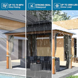 WELYAS Aluminum Hardtop Gazebo 10' X 12' Heavy Duty All Weather Wood Color Gazebos with Galvanized Steel Double Metal Roof for Garden Patio Deck Backyard, Curtains and Netting Included WELYAS