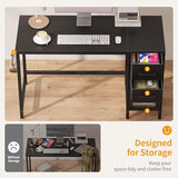 CubiCubi Computer Desk with 2 Drawers, 40 Inch Small Home Office Desk with Storage Study Writing Table, Modern Black CubiCubi