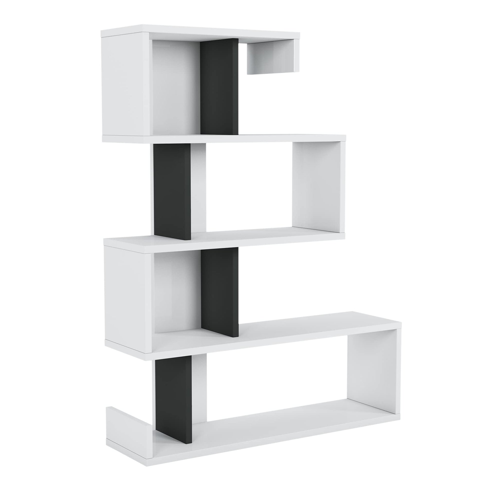 MinimaDecor Longway Modern White & Anthracite Multifunctional Bookcase - WoodArtSupply