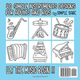 Bold and Easy Coloring Book: Music Time with 40 large and simple instrument designs for adults and kids (Bold and Easy Coloring Books) WoodArtSupply