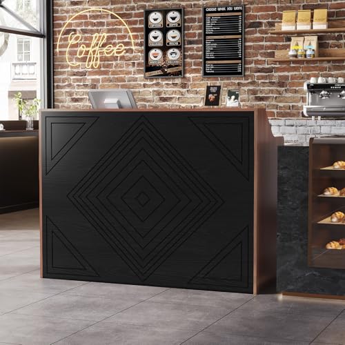 ANGRYWIN Reception Desk with Counter, Front Desk with Drawer and Storage Cabinet, Modern 47 inch Retail Counter with Cable Grommet for Checkout, Beauty Salon, Barber, Home Office (1-Drawer) ANGRYWIN