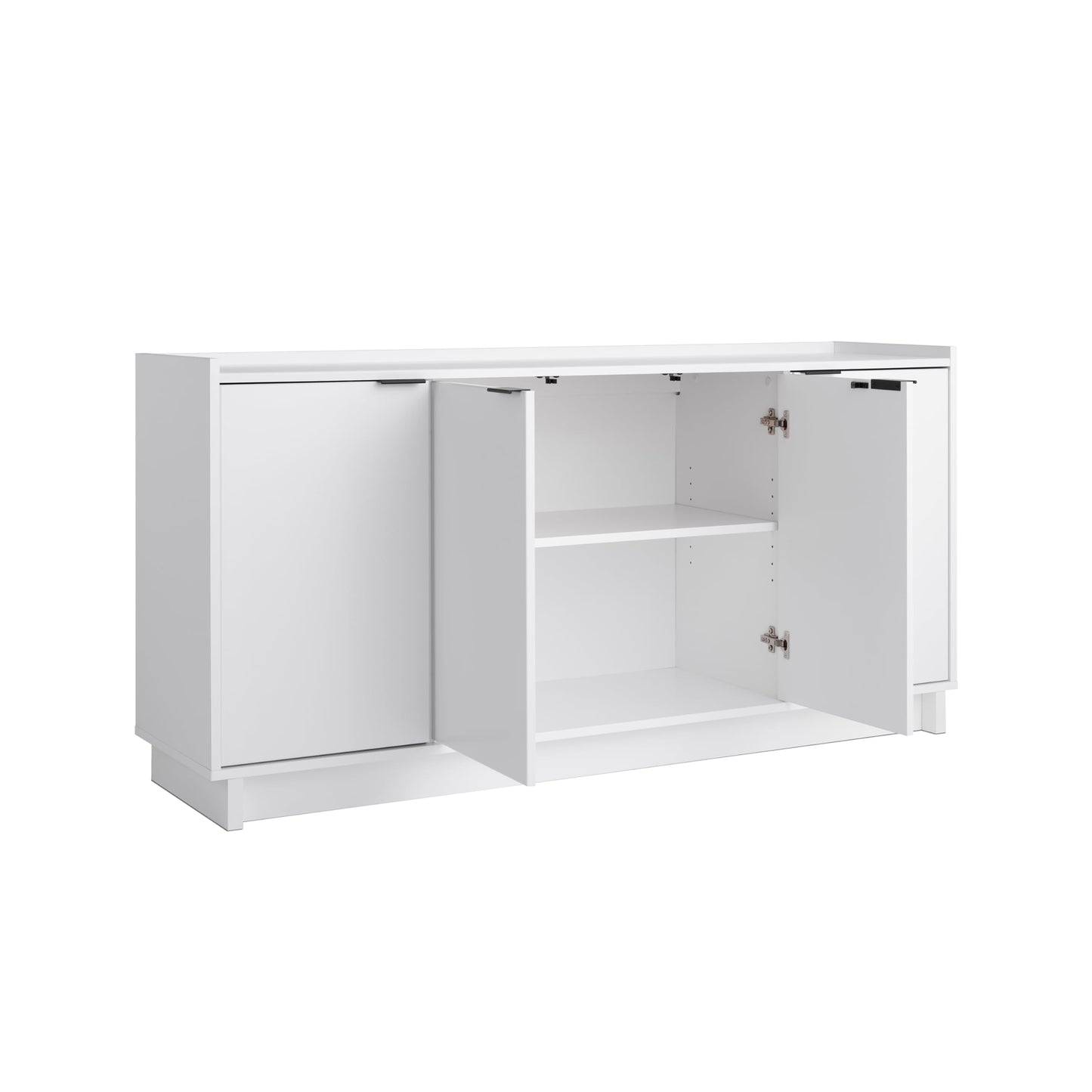 Prepac Simply Modern 4-Door Console Table with Versatile Storage in White - WoodArtSupply