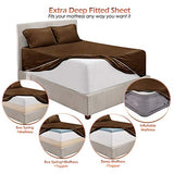 Hearth & Harbor Extra Deep Pocket King Size Sets - Fits Mattress 18-24 Inches Deep - Extra Deep Pocket Sheets - 6 Piece King Size - Brown Hearth & Harbor
