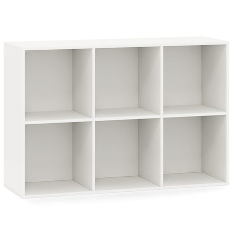 IFANNY 6 Cube Bookcase, Horizontal Bookshelf with 6 Open Cubes, Wood Bookshelves & Bookcases, Modern Display Shelf, Bookshelf for Bedroom, Living Room, Kids Rooms, Study (White, 6 Cubes) IFANNY