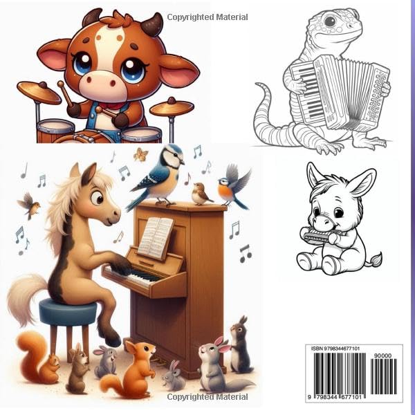 Baby Animals coloring book: Baby Animals Playing Instruments WoodArtSupply