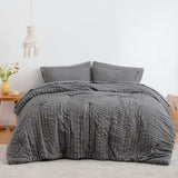 Love's cabin Seersucker Dark Grey Full Comforter Set, 7-Piece All Season Lightweight Bed in a Bag Bedding Set with Comforter, Flat Sheet, Fitted Sheet, Pillowcases and Shams Love's cabin