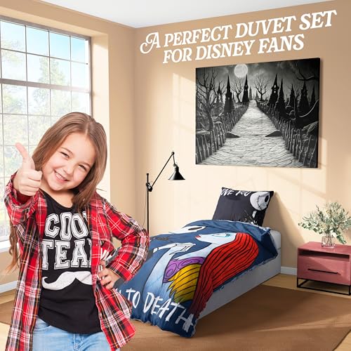 Disney Stitch Duvet Cover and Pillowcase Set, Single or Double Size, Bedroom Accessories for Kids Teens (Black Jack Single) Disney