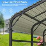 Patiowell 10'x15' Metal Carport, Heavy Duty Carport Canopy with Reinforced Frame and Galvanized Steel Roof, All-Weather Outdoor Car Shelter for Car, Truck, Boat and Tractor, Black Patiowell