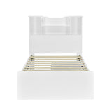 Harper & Bright Designs Twin Size Bed with Storage Headboard and Drawers, Solid Wood Twin Platform Bed Frame with 2 Drawers, 4 Shelves and LED Light, No Box Spring Needed - White Harper & Bright Designs