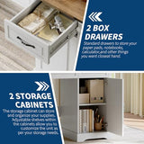 IDEALHOUSE Farmhouse 47" Executive Desk, Computer Desk with Drawers and Storage Cabinet, Home Office Desk for Work and Study, Rustic Workstation Computer Desks or Bedroom, Living Room, Antique White IDEALHOUSE