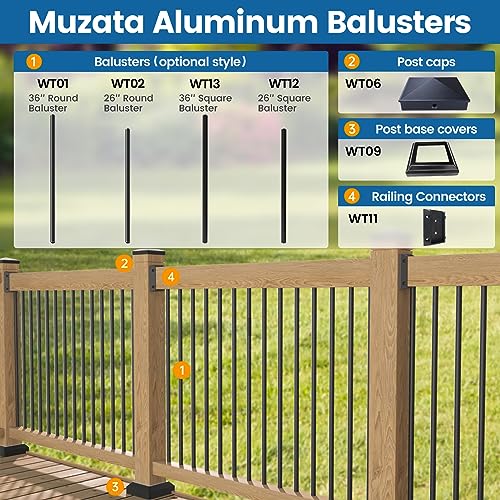 Muzata 20Pcs Deck Railing Brackets Connectors Rail Support Kit for 2x4(1.5"×3.5") Railing with 124pcs Screws Wooden Fence Handrail Wood Railing System Cable Railing Baluster Railing, WT11 Muzata