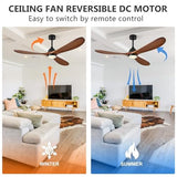 Eliora 54 inch Outdoor Ceiling Fan, Outdoor Ceiling Fans for Patios with Light and Remote Control, 3 Solid Wood Blades, Quiet DC Motor, Outdoor Ceiling Fans for Patios, Porch, Dark Walnut Eliora