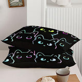 Axolotl Kids Bedding Cute Cat Sheet Set Twin Size, Gradient Line, 4Pcs Kawaii Cat Bed Sets with 1 Fitted Sheet 1 Flat Sheet 2 Pillowcases for Kids Boys Girls Adults Teens, Black Axolotl