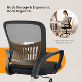 Sweetcrispy Home Office Managerial Executive Chair, Ergonomic Mesh Adjustable Swivel Mid-Back Computer Desk Chair with Comfortable Lumbar Support, Comfy Arms for Bedroom,Study Sweetcrispy