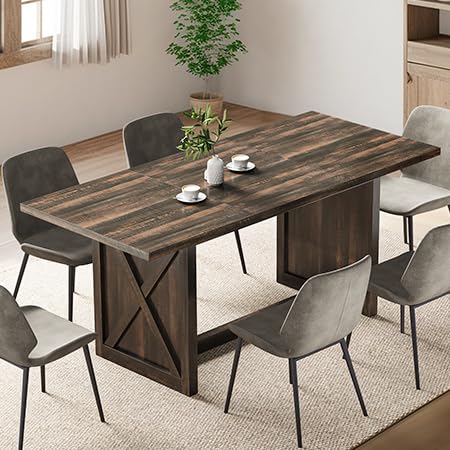 YITAHOME 70.8" Large Farmhouse Dining Table for 6 to 8 People, Rustic Style Wood Dinner Table, Rectangular Dining Table for Kitchen, Dining Room &