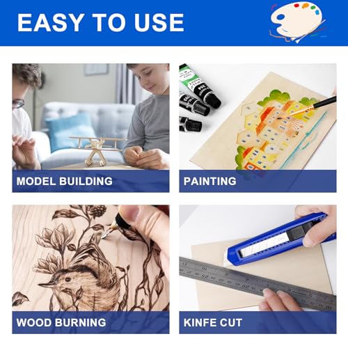 VKIZA 54 Packs Basswood Sheets 12"x12"x1/8", 3mm Basswood for Laser Cutting and Engraving, Thin Plywood Board Unfinished Wood for Crafts, DIY Ornaments and Architectural Model, Wood Burning. VKIZA