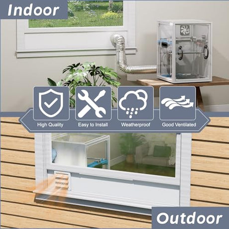 Flamorrow Window Vent Kit with Outdoor Vent Cover Fit for 3" and 4" Hose，Adjustable Window Vent Seal Panels for Exhaust Ventilation Duct of Laser Engraver/3D Printer Enclosure, Dryer, Grow Tent Flamorrow