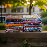 Boho Sanskriti Indian Quilt Vintage Bedspreads,Throws,Ralli, Lot Kantha Reversible Bedcover Bedspread Throw Cotton Blanket Gudari -Single Pieces, Twin Boho Sanskriti