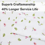 Mooreeke Full Sheets Set - 4 Pieces Soft Breathable Microfiber Bed Sheet Set - Pink Flower Green Leaf Pattern Sheet Set - Deep Pocket Non-Slip Floral Printed Fitted Sheet Included for All Season Mooreeke