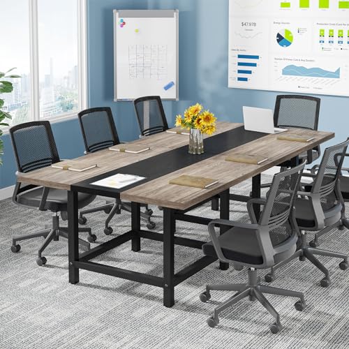 Tribesigns Square 4 People Conference Room Table, Gray 39.4L X 39.4W X 29.52H Inches Small Meeting Room Table for Home Office, (Chair not Included) Tribesigns