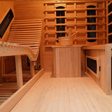 Dual System Sauna Room with Recliner, Luxurious Far Infrared & Steam Indoor Saunas, 2-3 Person Canadian Hemlock Home Hybrid Sauna, 220V/ 6KW Harvia Electric Heater, Bluetooth Speaker, Sauna Stone TaTalife