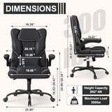 Ergonomic Office Chair with Flip-up Armrests 300lbs,Middle-Tall Computer Office Desk Chair with Lumbar Support,Executive Leather Chair with Rocking Function Adjustable Height for Home Office Box DesignLab