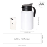 PYD Life Thermal Carafe Sublimation Blanks Coffee Pot 50 OZ White Large 1.5 Liter Stainless Steel Double Wall Vacuum Insulated Flask for Sublimation Oven Print 2 Pack PYD Life