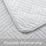 NTBAY Twin Silk Satin Quilt Set, Geometric Pattern Bedspread Luxury Quilted Coverlet Set for All Seasons(1 Quilt, 1 Pillow Sham), Silver NTBAY