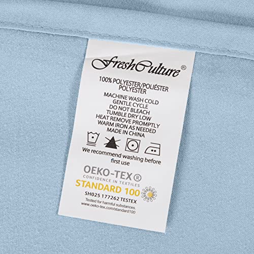 FreshCulture Queen Flat Sheet - Hotel Quality Queen Flat Sheet Only - Brushed Microfiber Top Sheet - Ultra Soft & Breathable - Wrinkle-Free - Easy Care - Single Flat Sheet (Queen, Light Blue) FreshCulture