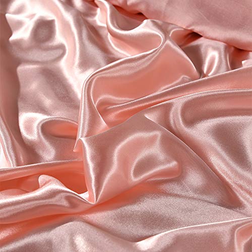 Erosebridal Hotel Pink Duvet Cover Twin/Single Silk Like Satin Bedding Set Summer Reversible Quilt Comforter Cover Honeymoon Sexy Luxury Soft Lightweight Brushed Bedspreads for Farmhouse Room Decor Erosebridal